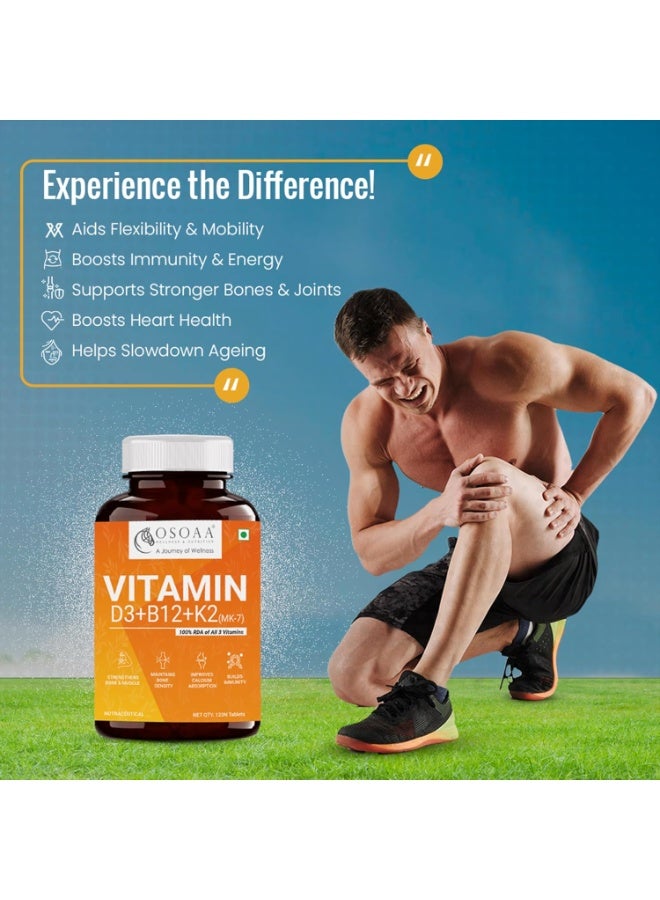 OS Vitamin D3 K2 MK7 Supplement - 120 Tablets | Vitamin D3 (600 IU) | Promotes Calcium Absorption, Bone Health, Muscle Strength & Immunity | Plant Based Vitamin D3- Lichen Source - Image 2